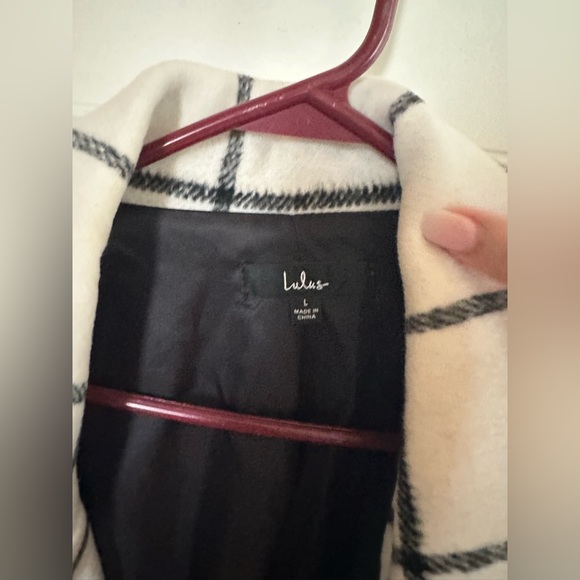 Snowy Streets Ivory Grid Print Double Breasted Coat - Picture 3 of 4